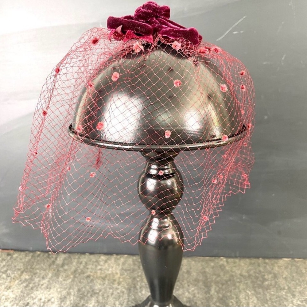 Elegant Burgundy Fascinator and Veil